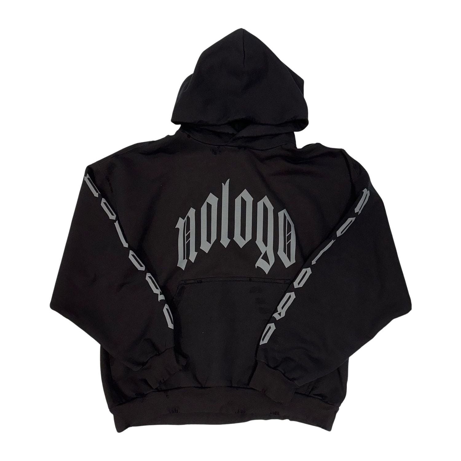 Balenciaga No Logo Distressed Hoodie Black - Pre-Owned Size S