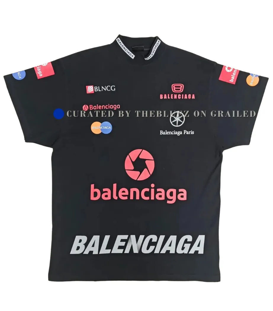 Balenciaga FW23 Sample 3B Top League Racing Logo T-Shirt Black - Lightly Used Size XXL