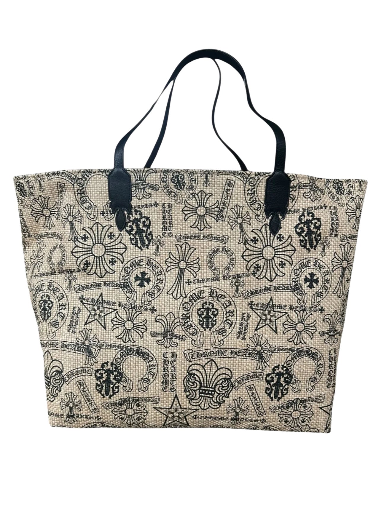 Chrome Hearts Beige & Black Stencil Beach Tote Bag