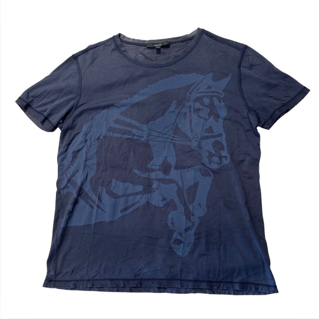 Gucci Horse Logo Graphic Print T-Shirt Navy - Pre-Owned Size L , Fits M