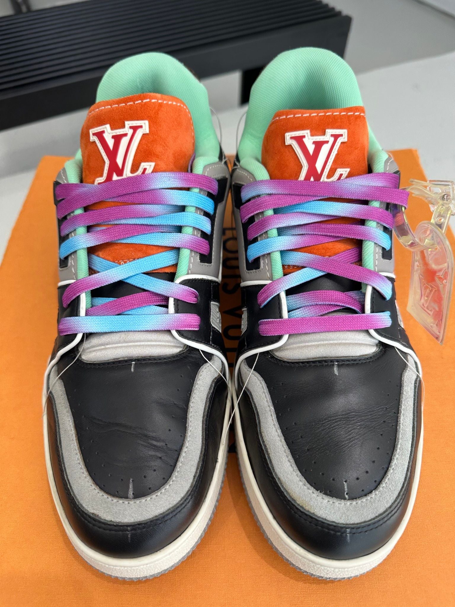 Louis Vuitton Virgil Abloh Upcycle Soho Exclusive LV Trainer Black Grey (Lightly Used Size LV10/US11-11.5) - Pre-Owned