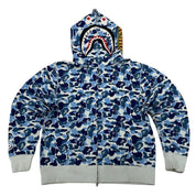 BAPE ABC Camo Shark Full Zip Hoodie Blue - Pre-Owned Size L