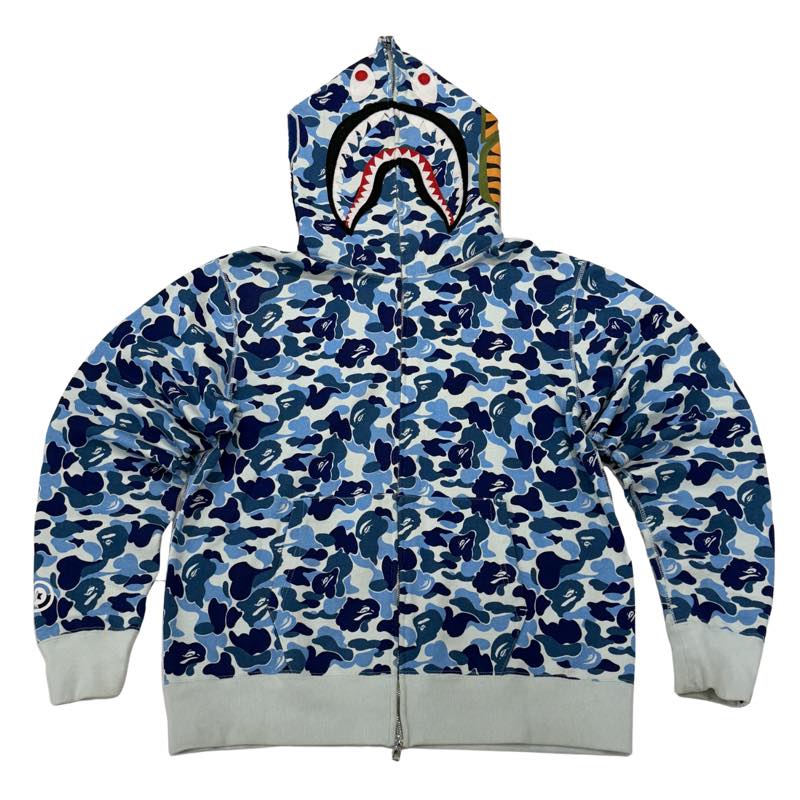 BAPE ABC Camo Shark Full Zip Hoodie Blue - Pre-Owned Size L