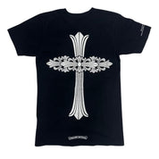 Chrome Hearts Vertical Logo Floral Cross T-Shirt Black