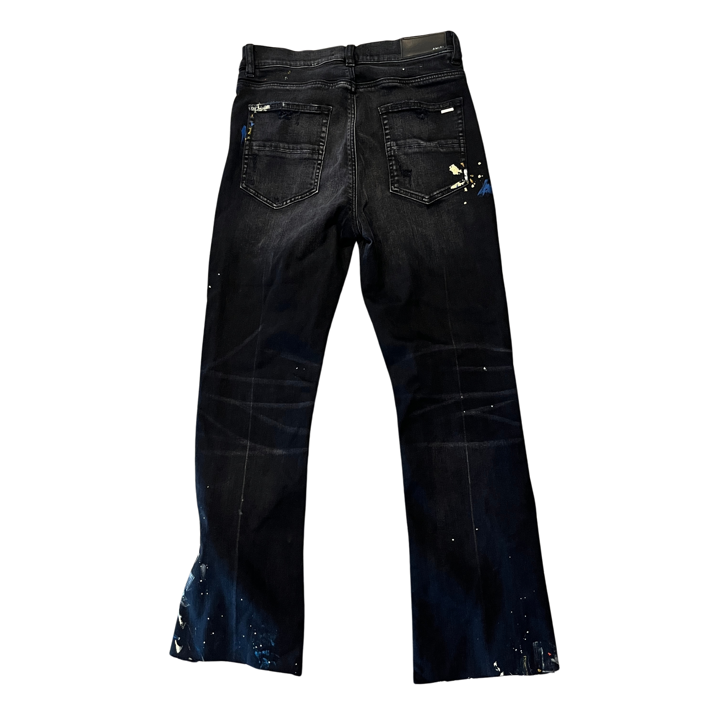 Amiri Paint Splatter Black Flared Denim (Preowned) - Pre-Owned