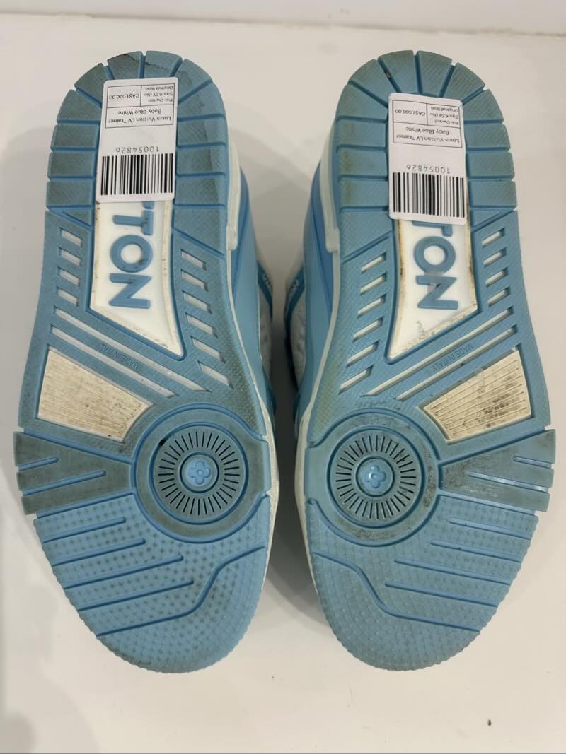 Louis Vuitton LV Trainer Baby Blue White - Pre-Owned Size 4.5Y (No Original Box)