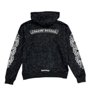 Chrome Hearts Cemetery Cross All Over Print Logo Hoodie Black