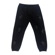 Chrome Hearts Pony/Patent/Leather Cross Patch Sweatpants Black - Lightly Pre-Owned Size L