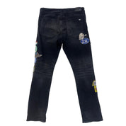 Amiri Black Station Patch Repair Slim Jeans Black - Pre-Owned Size 36