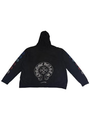 Chrome Hearts Gradient Multi Logo Sleeve Horseshoe Zip-Up Black - Heavily Worn Size XXL