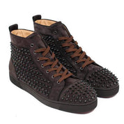 Christian Louboutin Louis Flat Veau Velour High-Top Brown - Pre-Owned Size 9