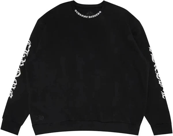 Chrome Hearts Neck Logo Letters Sleeve Crewneck Black