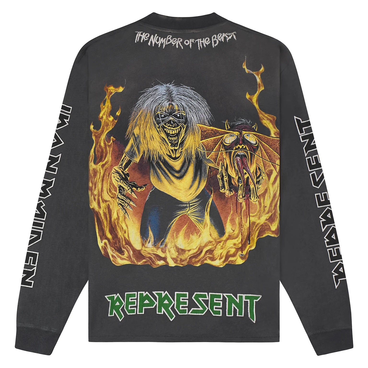 Represent x Iron Maiden Number Of Beast L/S T-Shirt Grey