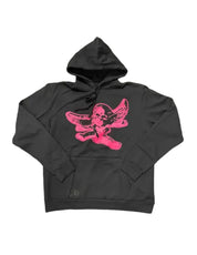 Chrome Hearts Pink Foti Logo Pullover Hoodie Black