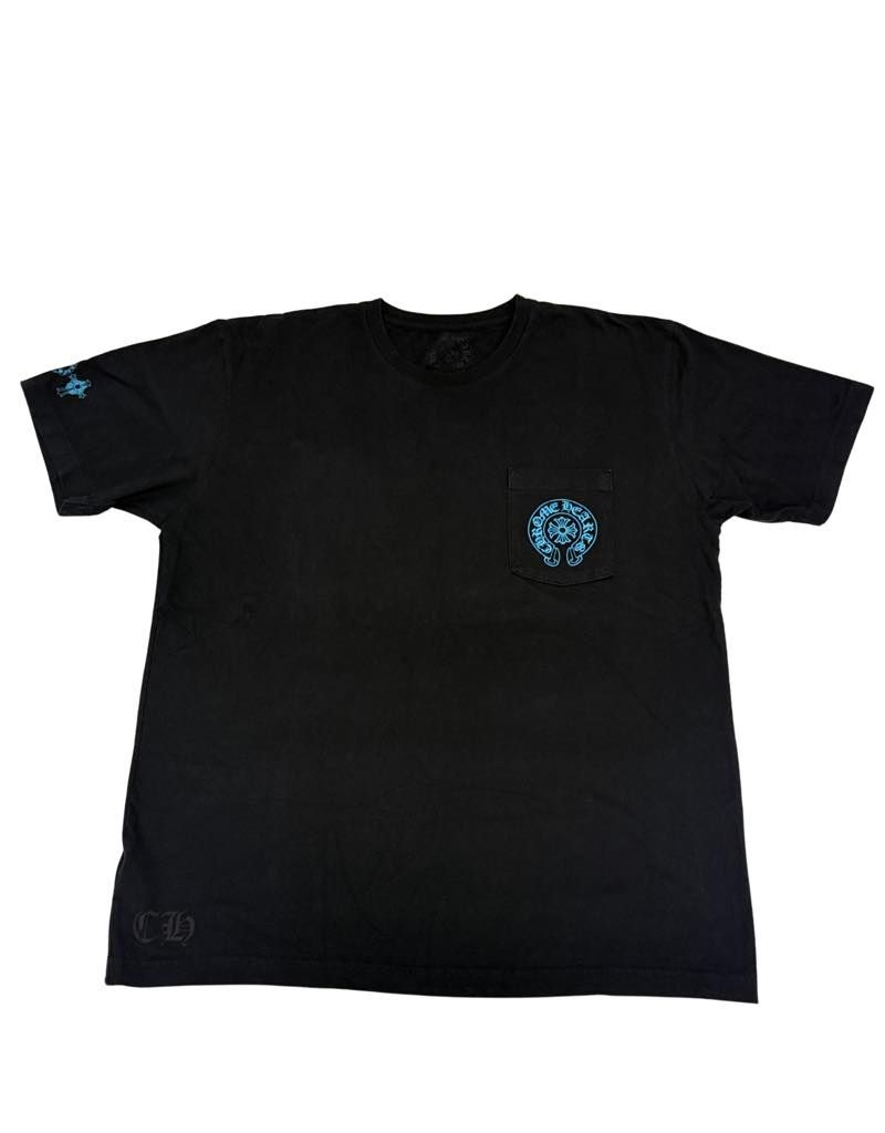 Chrome Hearts Blue Triple Cross Logo T-Shirt Black - Lightly Used Size XL