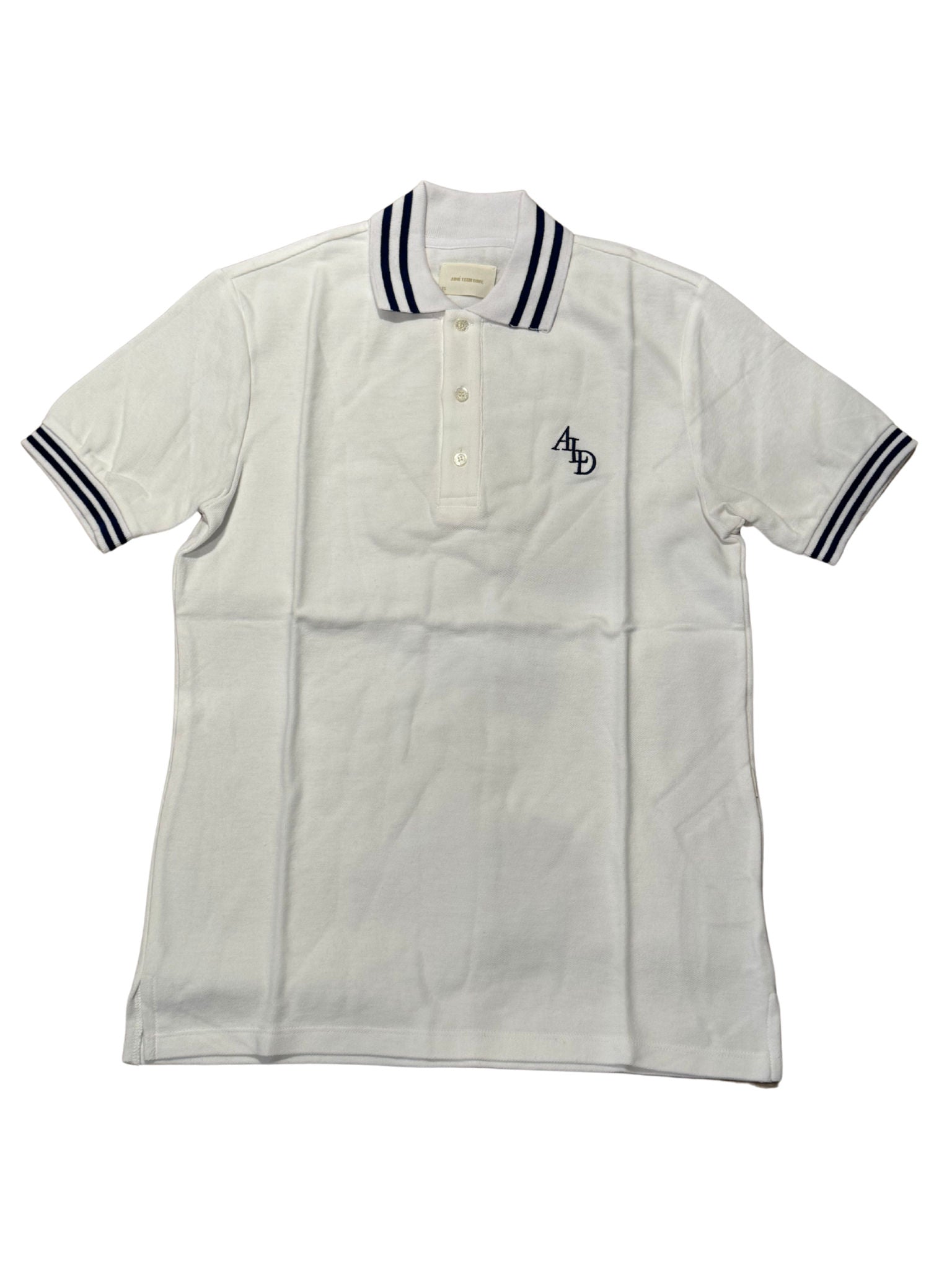 Aime Leon Dore Polo Embroidered Chest Logo White/Navy, brand new