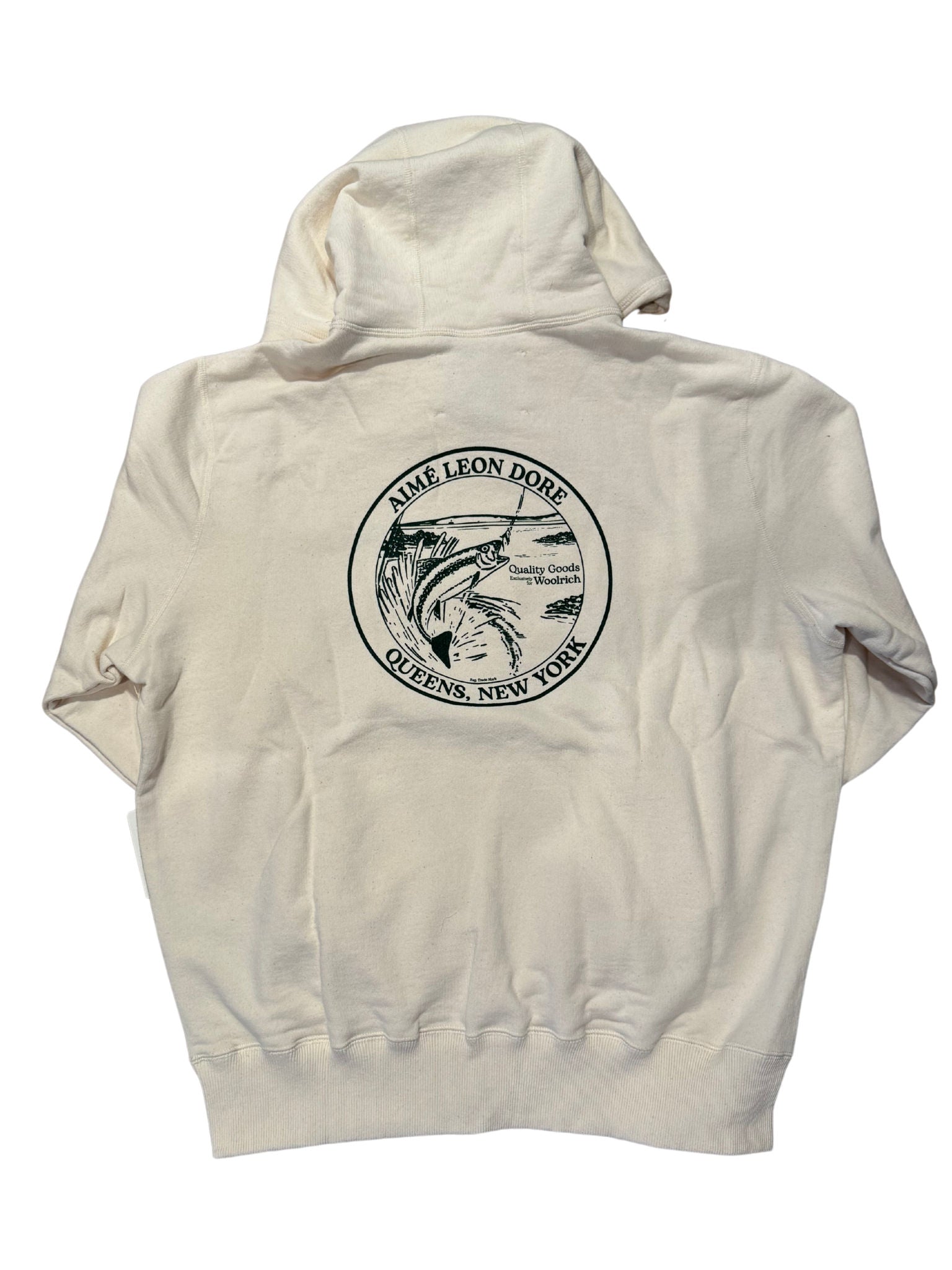 Aime Leon Dore Queens New York Fishing Hoodie Cream/Green, brand new, size XL – photo 2 of 2