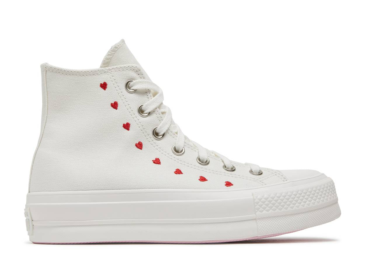 Conserve Chuck Taylor All-Star Lift Platform High Embroidered Hearts White Red (W)