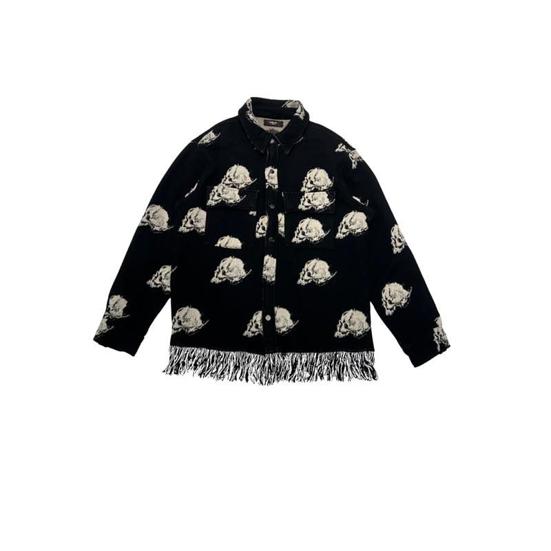 Amiri Columns Of Duality Fringe Shirt Black, brand new, size XL – photo 1 of 2