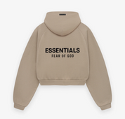 Fear of God Essentials Women's Fleece Cropped Hoodie Desert Sand