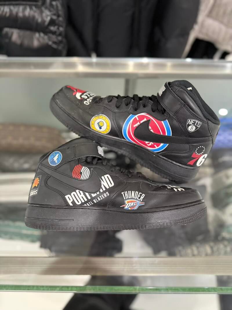 Nike Air Force 1 Mid Supreme NBA Black - Pre-Owned Size 11M (No Box)