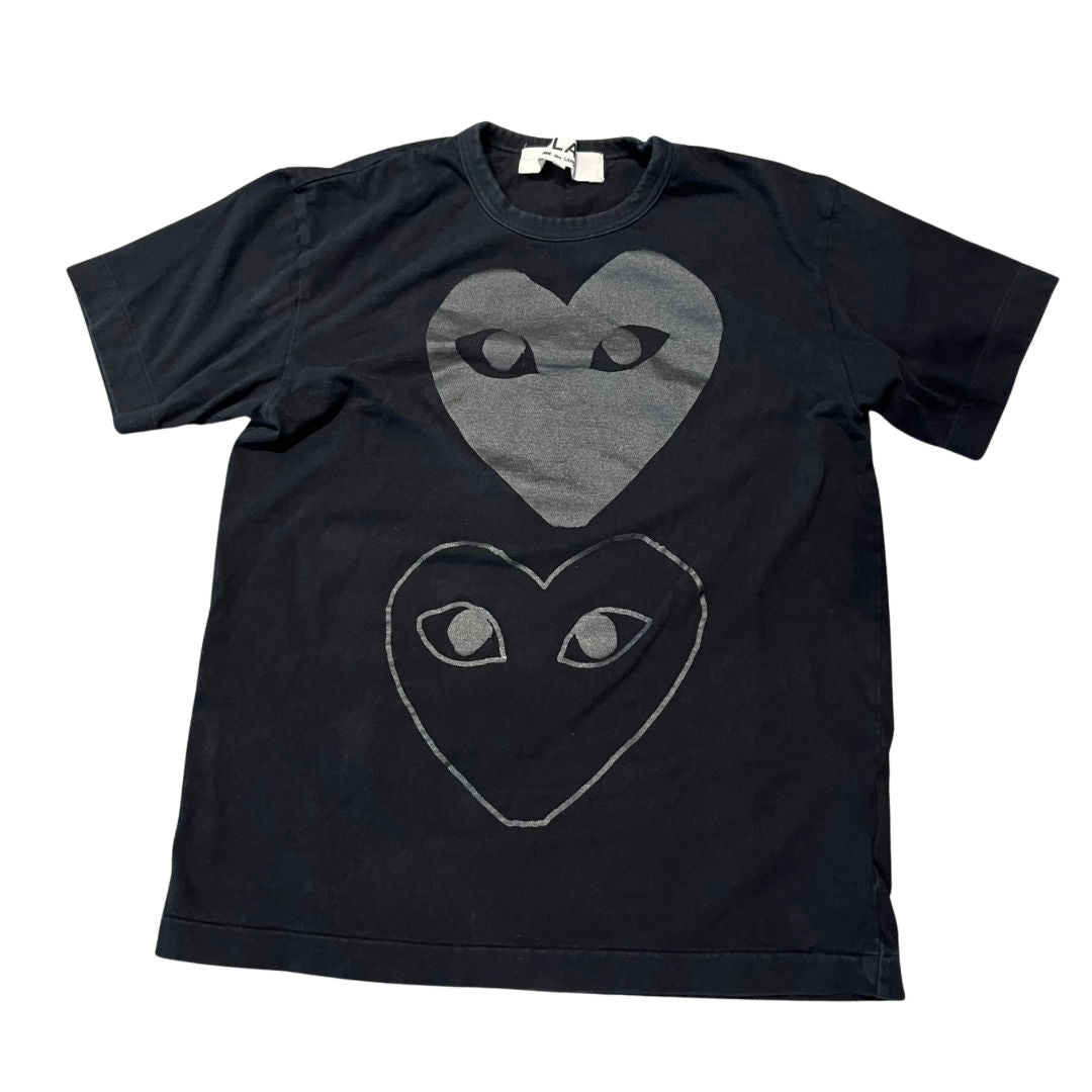 Comme des Garcons PLAY Double Hearts T-shirt Black (Preowned) - Pre-Owned