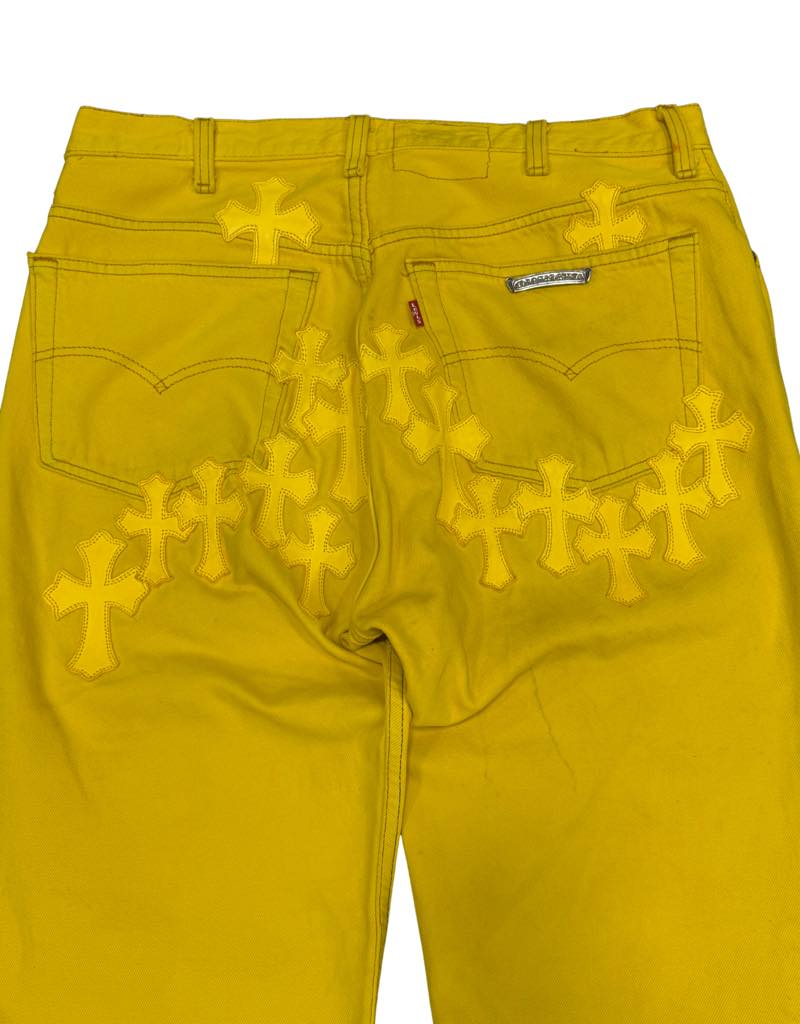 Chrome Hearts Levi's 501 Paris Exclusive Patch Jeans Yellow - Pre-Owned Size 34