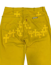 Chrome Hearts Levi's 501 Paris Exclusive Patch Jeans Yellow - Pre-Owned Size 34