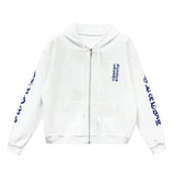 Chrome Hearts Vertical Logo Zip Up Hoodie White Blue