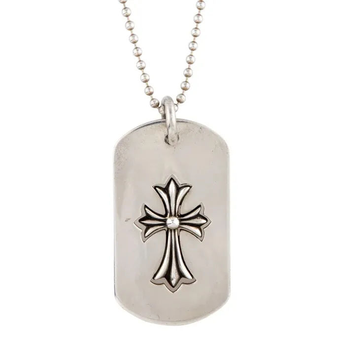 Chrome Hearts Dog Tag With Cross Pendant (w/ 30in Ball Chain)