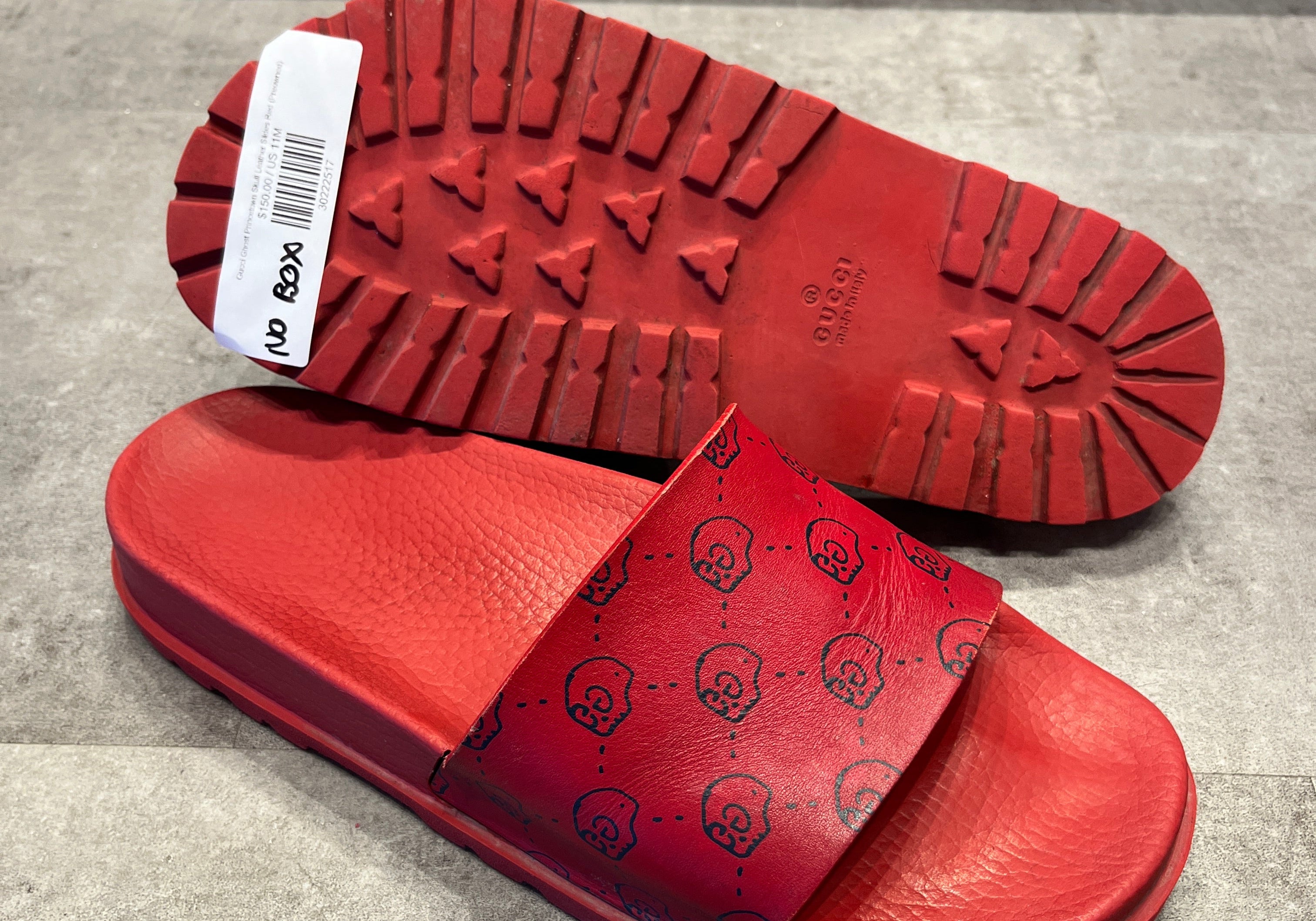 Gucci Ghost Princetown Skull Leather Slides Red (Preowned)