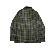 Saint Laurent Distressed Checked Cotton Flannel Shirt Olive - Pre-Owned Size M