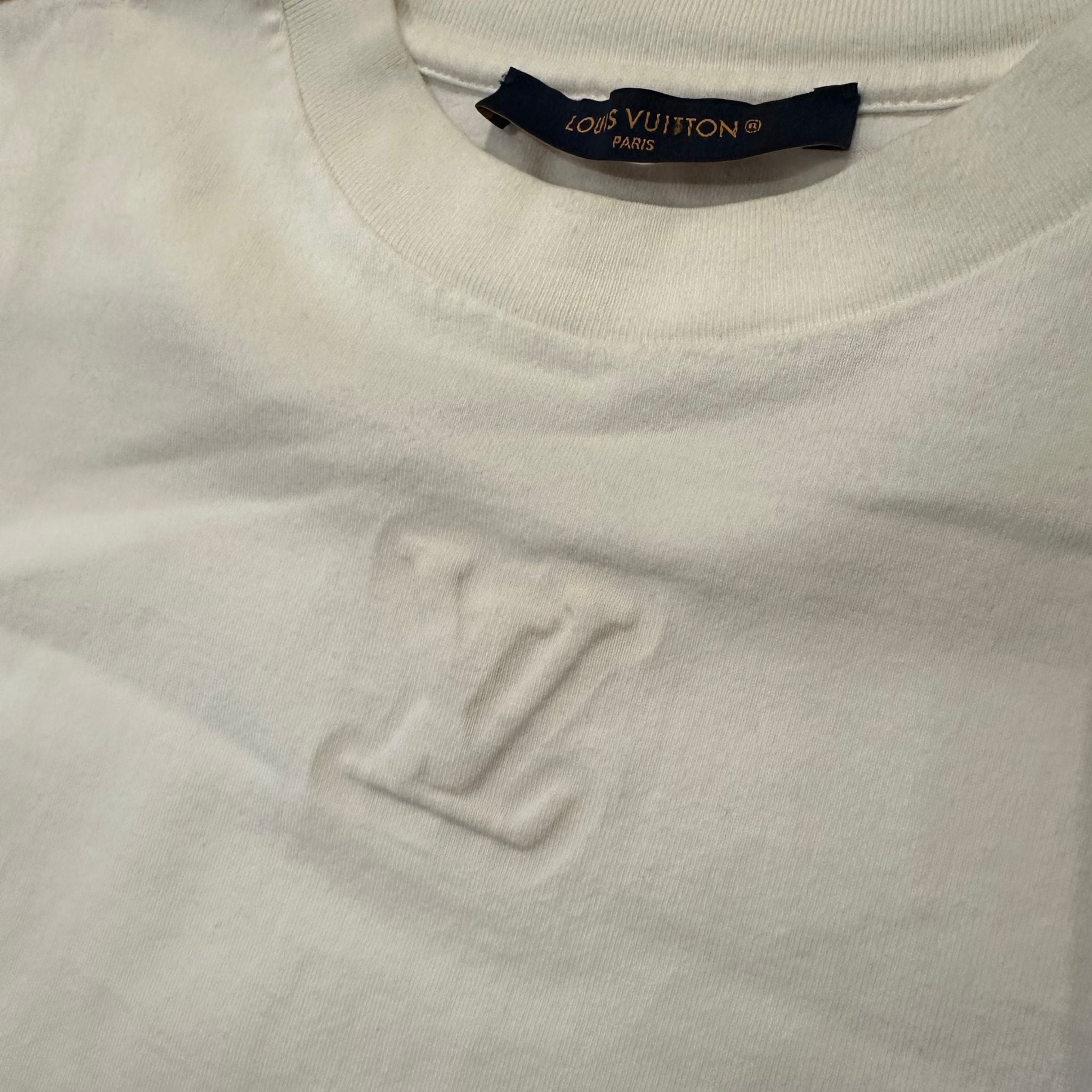 Louis Vuitton Embossed Logo Tee White (Preowned Size XS fits S) - Pre-Owned