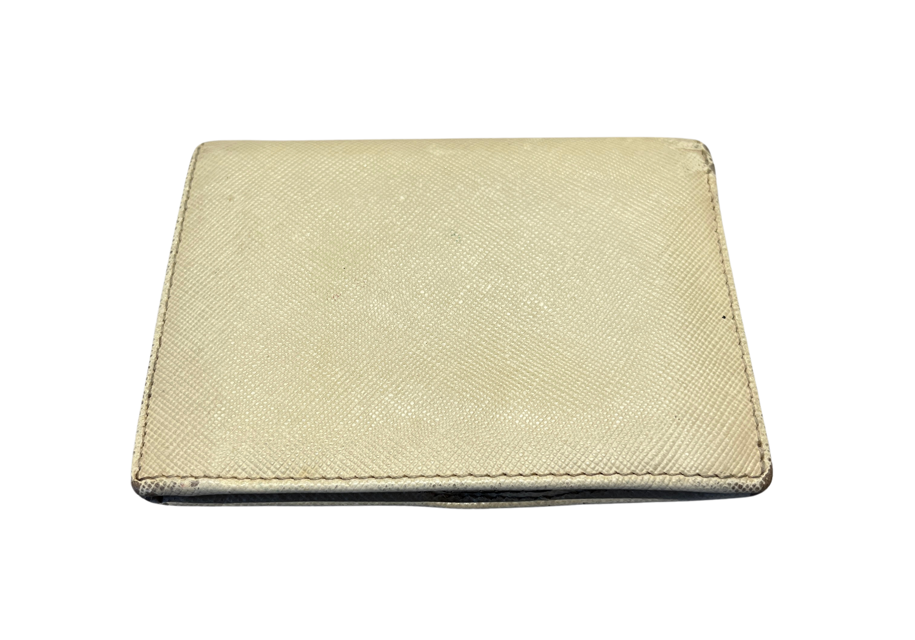 Prada Ivory Saffiano Bi-Fold Wallet (Preowned)