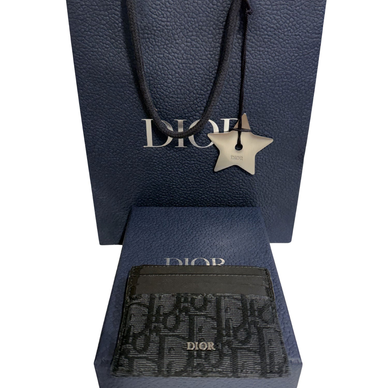 Dior Oblique Jacquard Card Holder Black - Lightly Used