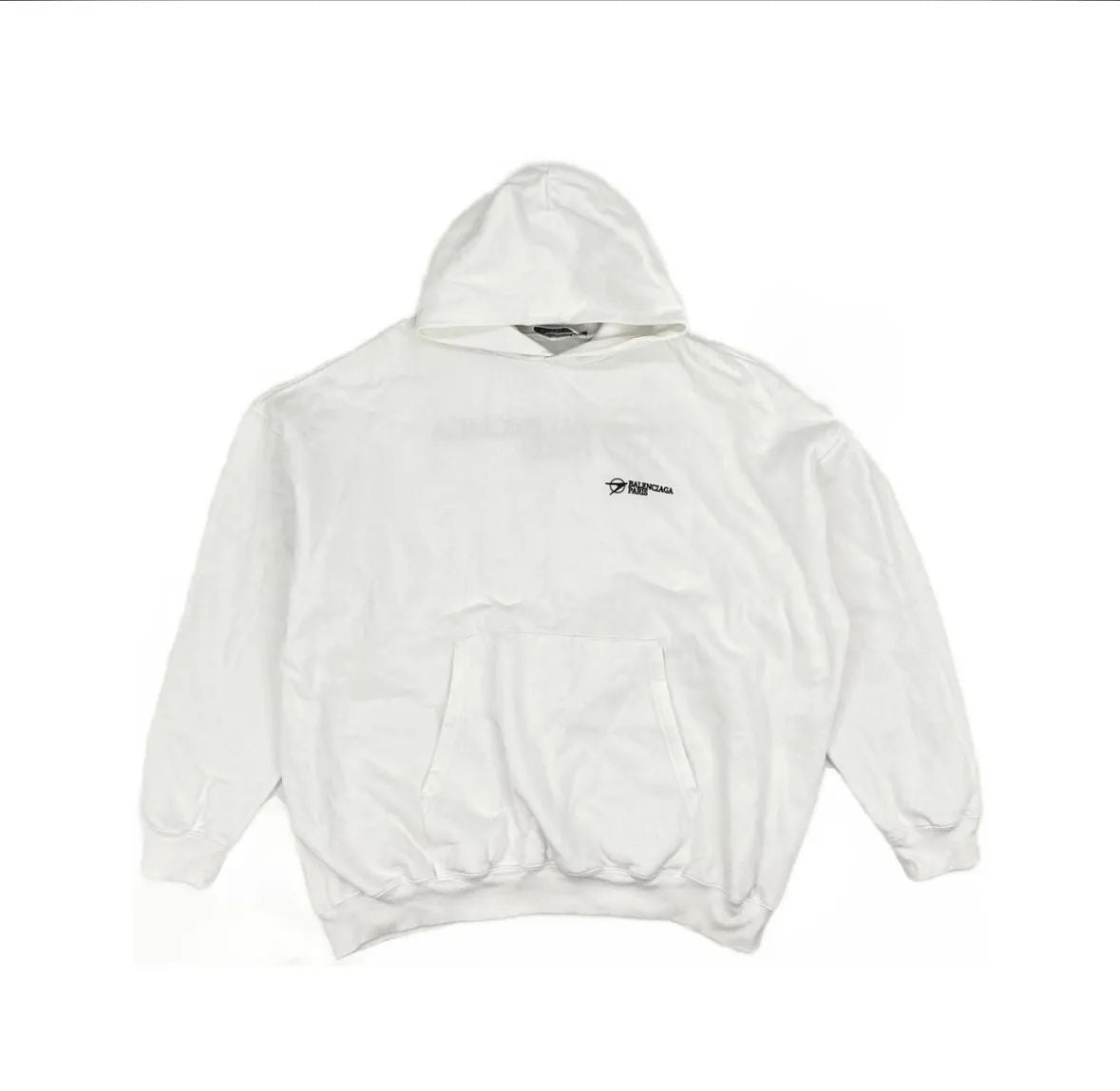 Balenciaga Corporate Medium Molleton Hoodie White