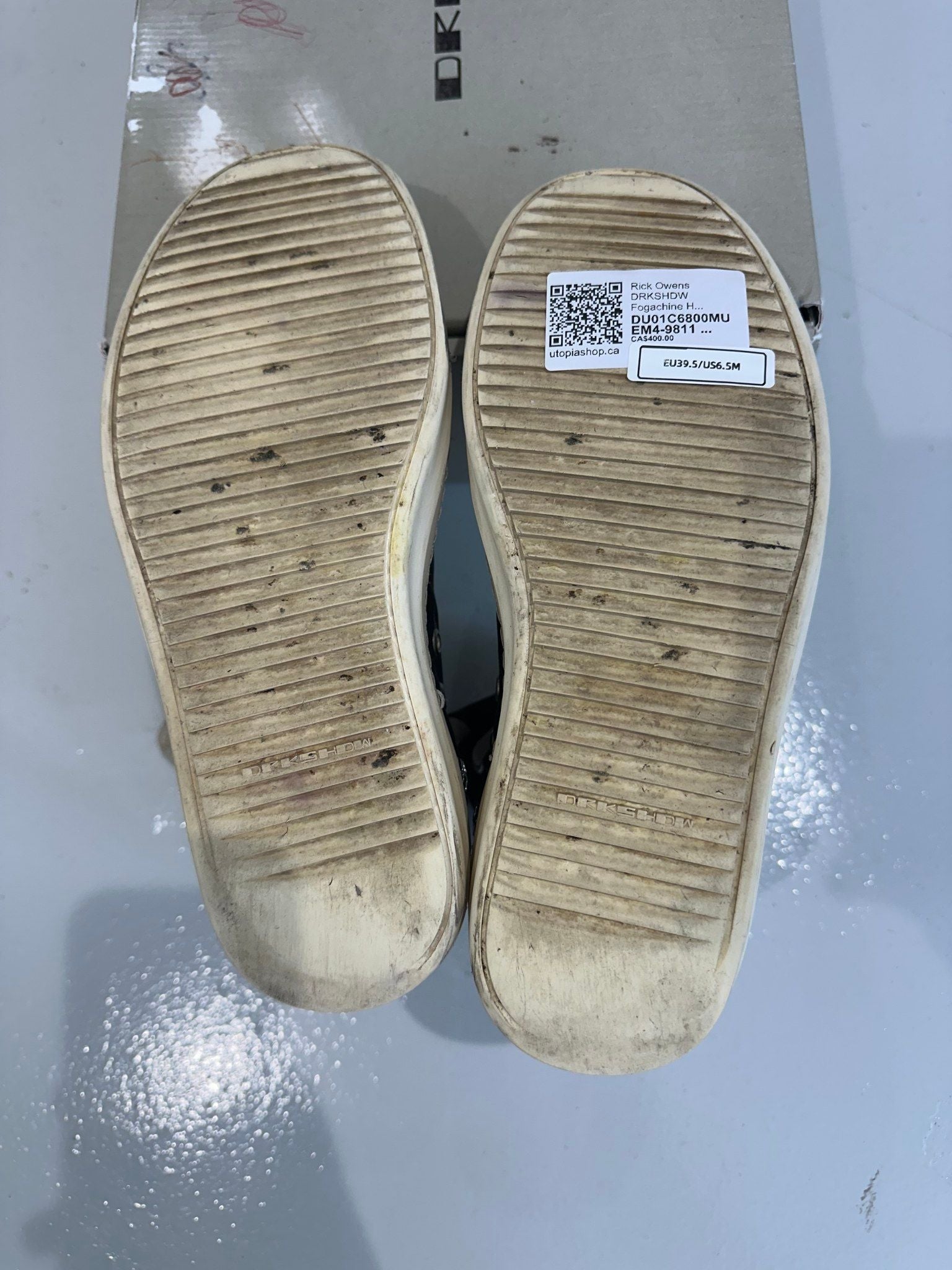 Rick Owens DRKSHDW Fogachine Hi Pentagram Embroidery Black Milk - Pre-Owned Size EU39.5/US6.5