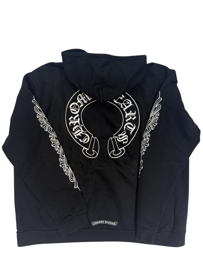 Chrome Hearts Floral Horseshoe Logo Zip Up Hoodie Black - Lightly Pre-Owned Size XL