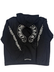 Chrome Hearts Floral Horseshoe Logo Zip Up Hoodie Black - Lightly Pre-Owned Size XL