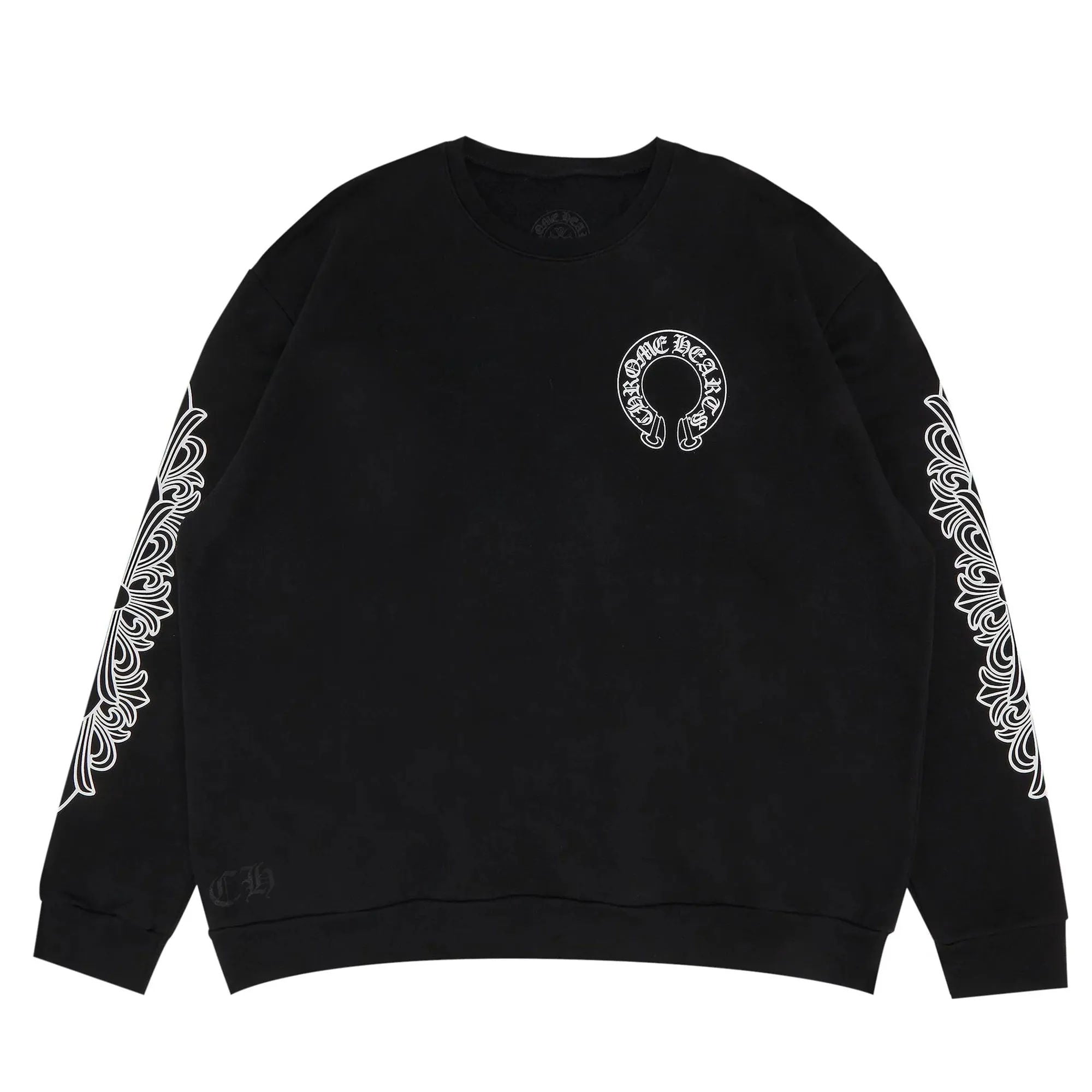 Chrome Hearts Horse Shoe Floral Crewneck Black