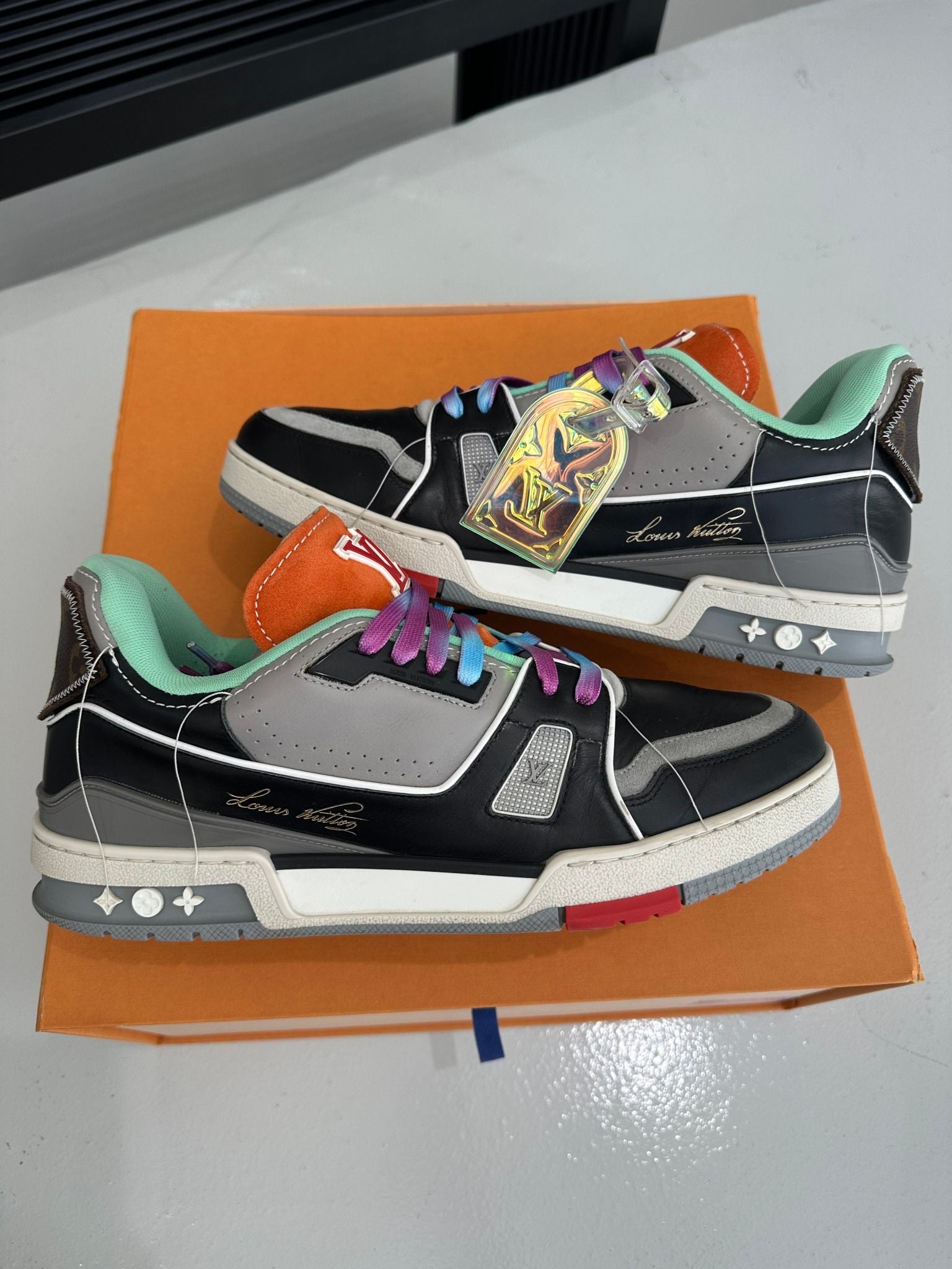 Louis Vuitton Virgil Abloh Upcycle Soho Exclusive LV Trainer Black Grey (Lightly Used Size LV10/US11-11.5) - Pre-Owned