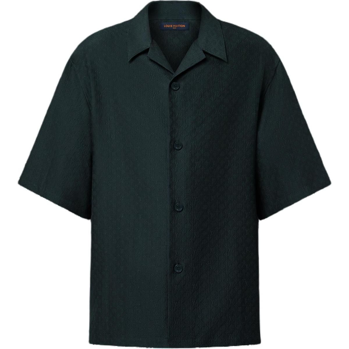 Louis Vuitton Mini Monogram Silk-Cotton Blend Short-Sleeved Shirt Black