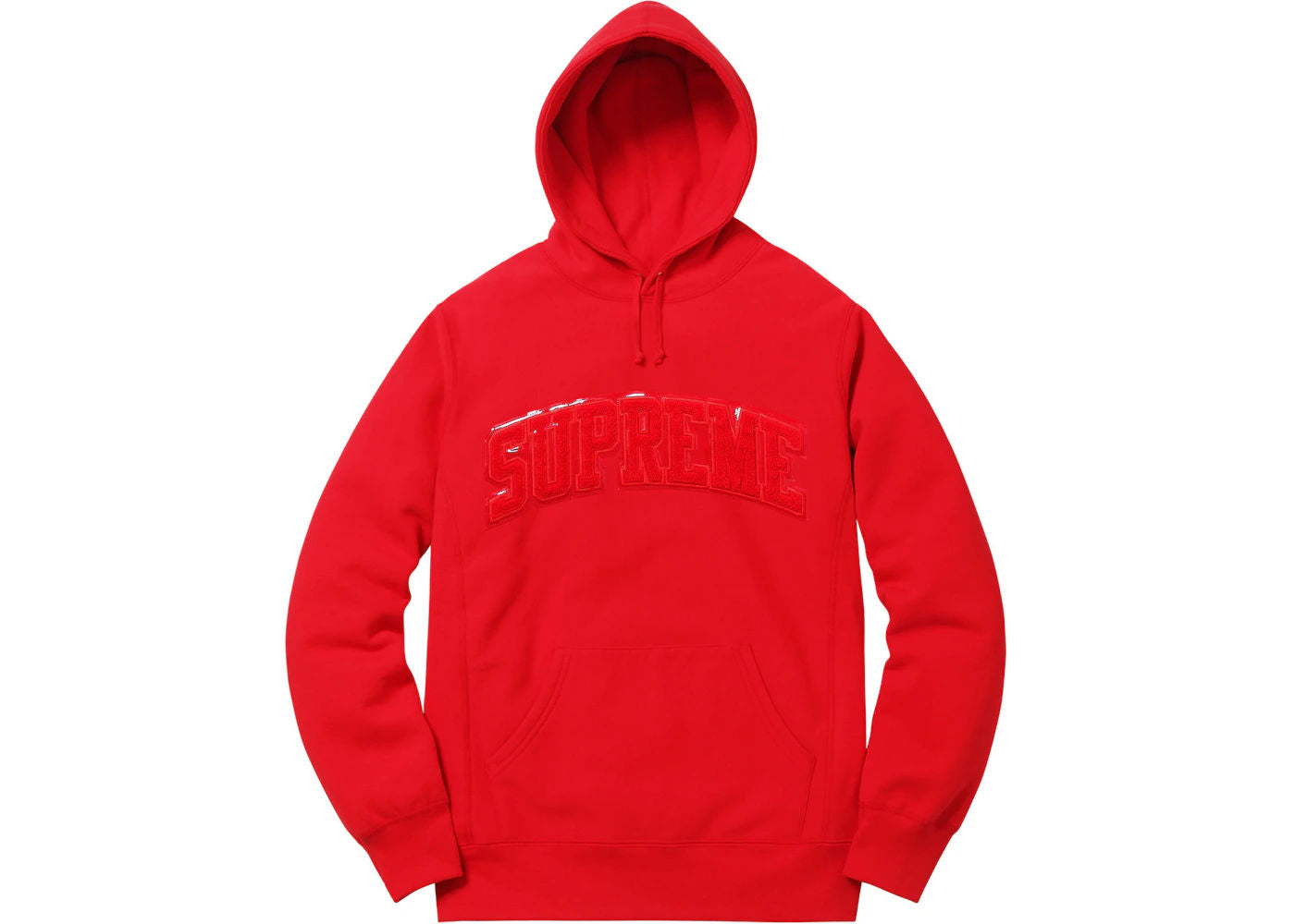 Supreme Patent/Chenille Arc Logo Hooded Sweatshirt Red