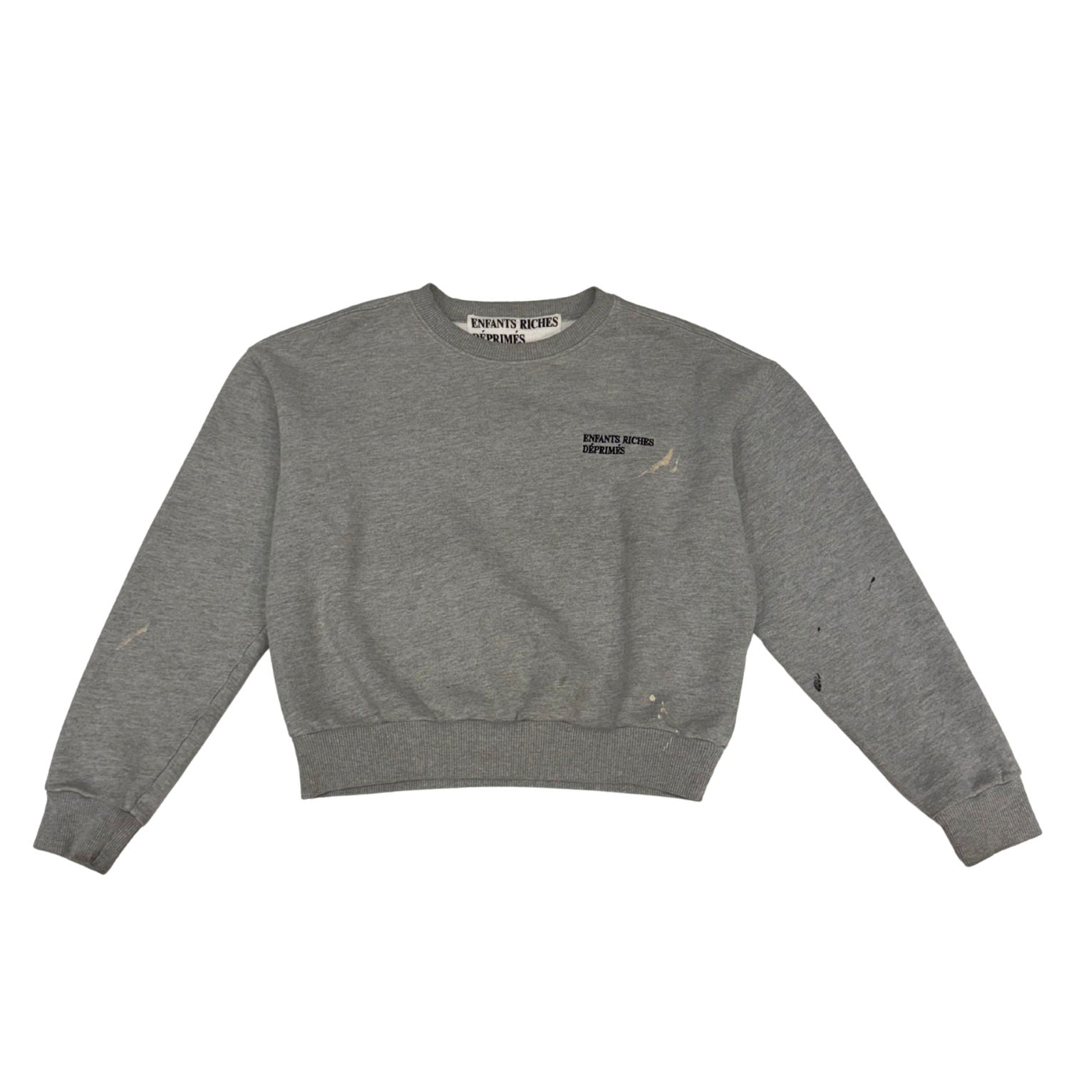 Enfants Riches Deprimes Classic Logo Paint Sweatshirt Grey - Lightly Used Size S