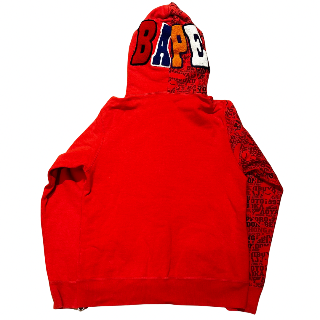 Bape XXV Cities Red Camo 2nd Ape Full Zip Sweater Red (Preowned)