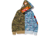 BAPE XXV Cities Camo Tiger Shark Half Full Zip Hoodie Green/Blue (Preowned Size M) - Pre-Owned