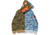 BAPE XXV Cities Camo Tiger Shark Half Full Zip Hoodie Green/Blue - Pre-Owned Size M