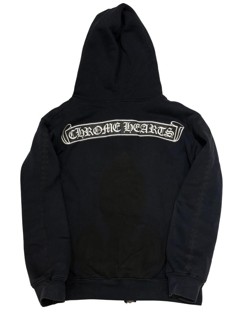 Vintage Chrome Hearts Fleur Scroll Thermal Zip-Up Hoodie Black - Pre-Owned Size M