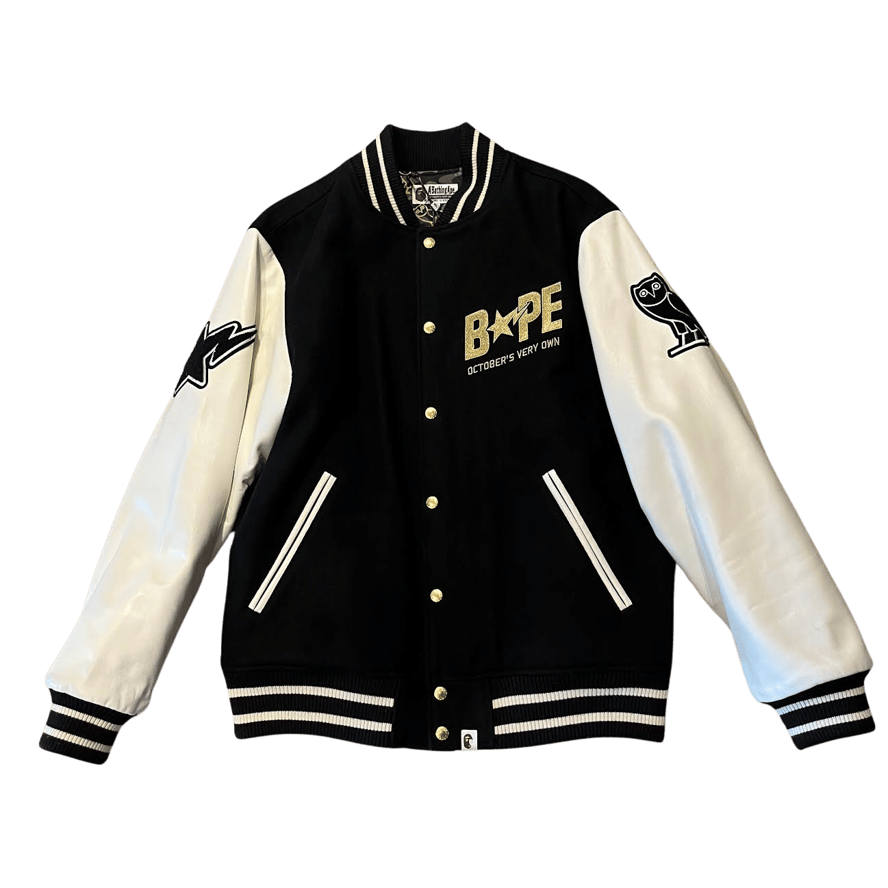 Bape x OVO Varsity Jacket Black, lightly pre-owned, size XL – photo 1 of 4