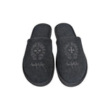 Chrome Hearts NYC Exclusive Embroidered Horseshoe Logo Hotel Slippers Black